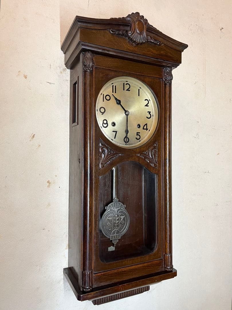 精工舎　デコ風合　柱時計　古時計　振り子　ゼンマイ　ボンボン　ユンハンス　レトロ