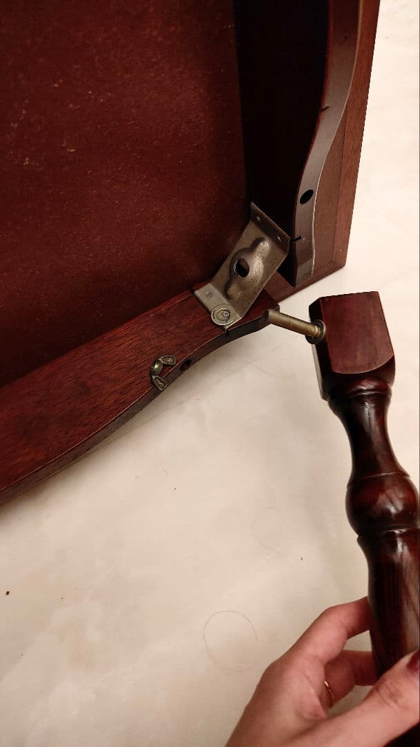 大理石風　ダークブラウン 木製テーブル 　アンティーク