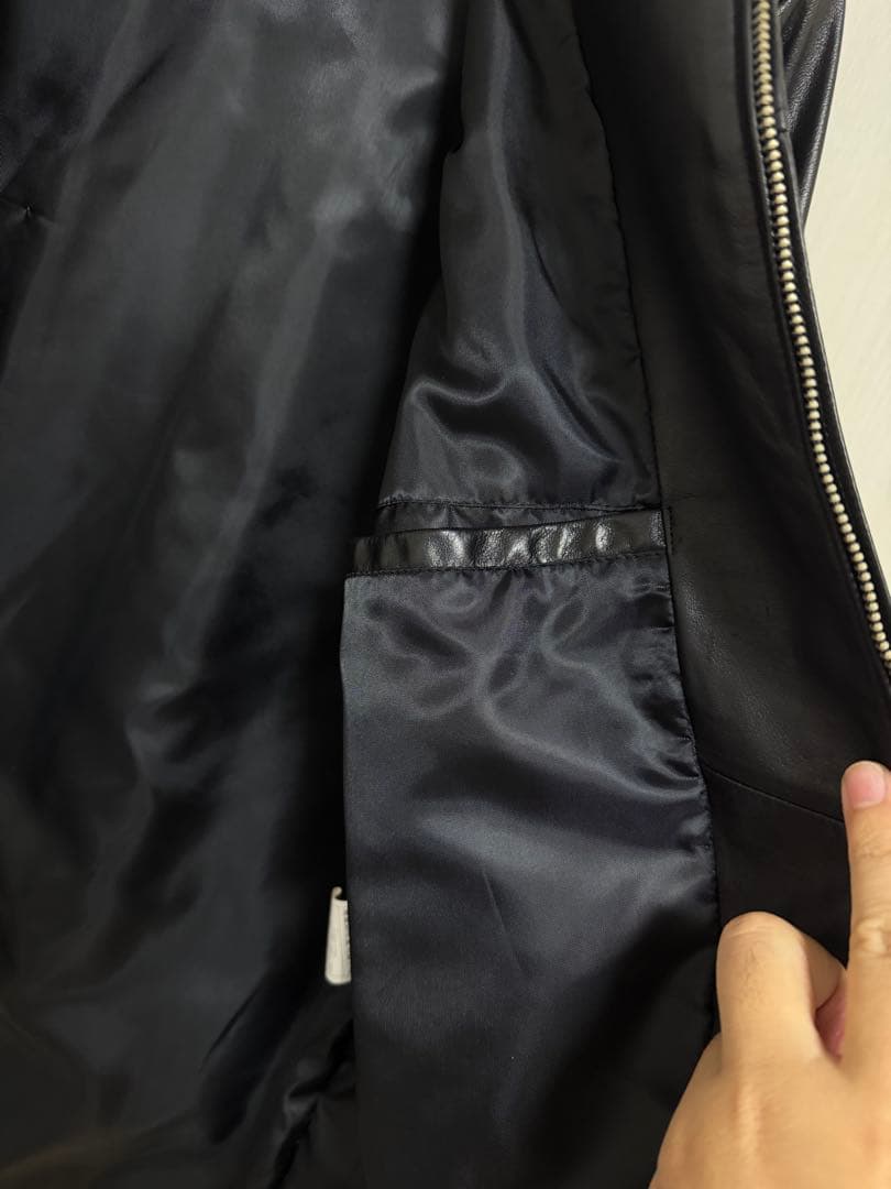 美品　XL程度　イタリアンレザー　シングルライダースジャケット　牛革