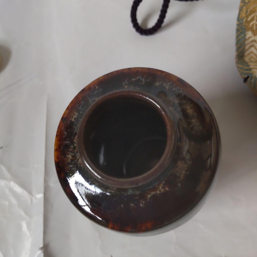 Kumi京都洛東 桶谷定一作 肩衝茶入仕覆嵯峨桐 共箱 茶入 新品 未使用