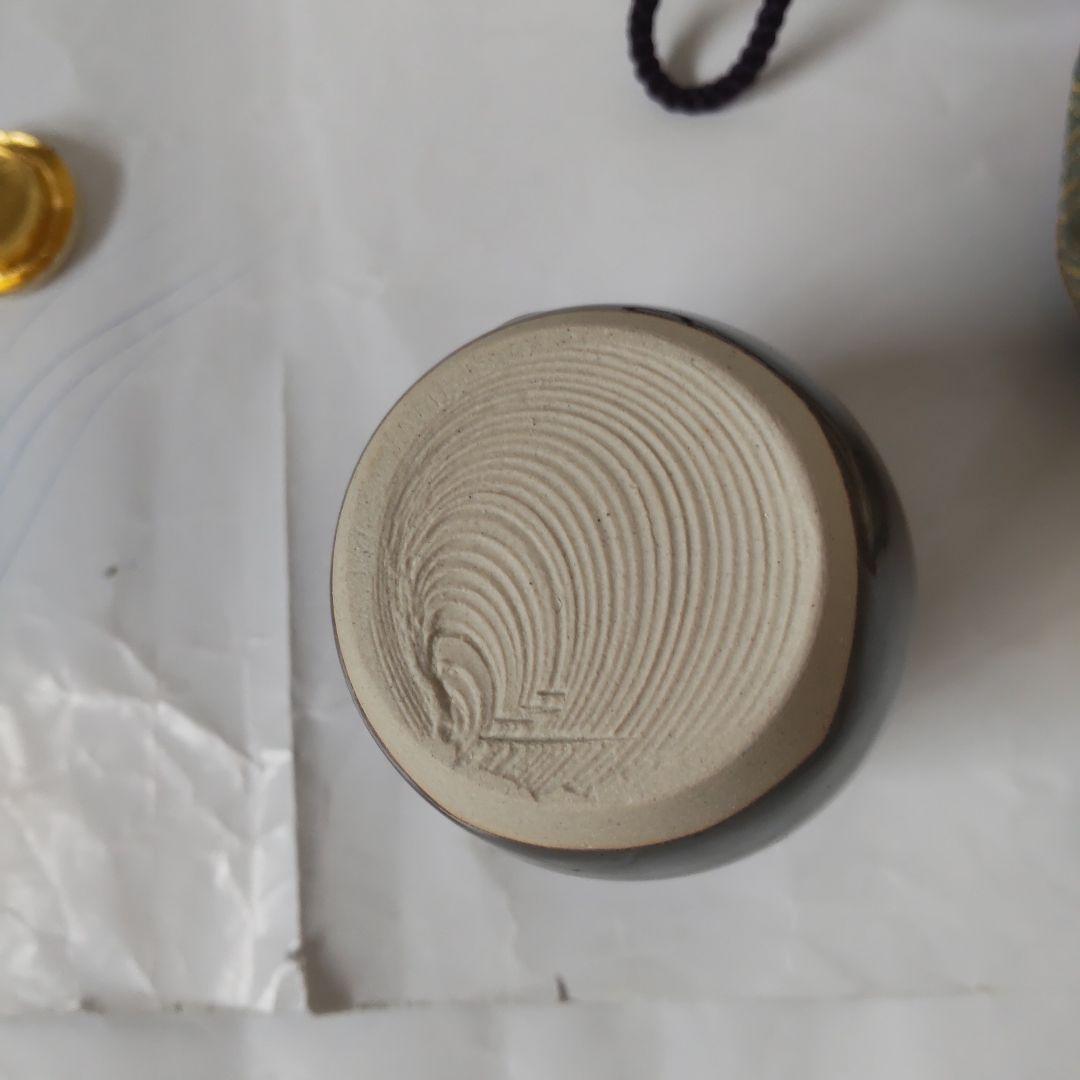 Kumi京都洛東 桶谷定一作 肩衝茶入仕覆嵯峨桐 共箱 茶入 新品 未使用