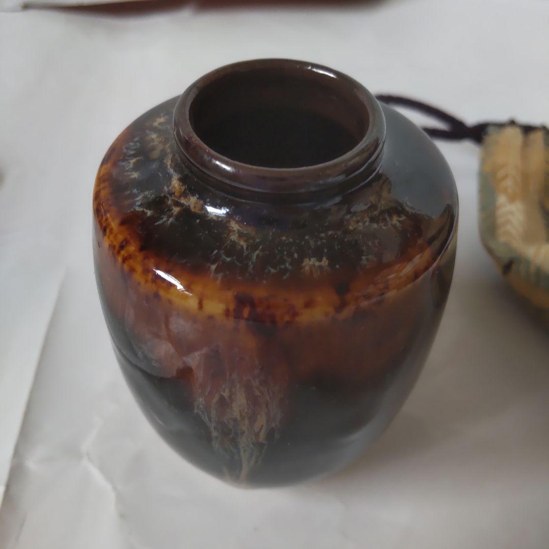 Kumi京都洛東 桶谷定一作 肩衝茶入仕覆嵯峨桐 共箱 茶入 新品 未使用