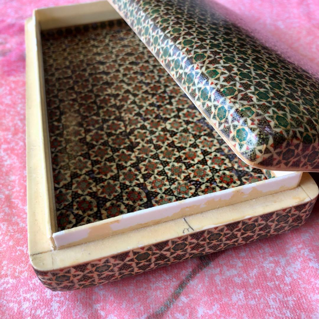 ③ ペルシャ 伝統工芸 ハータム カーリー 寄木細工 象嵌 ボックス 小物入れ