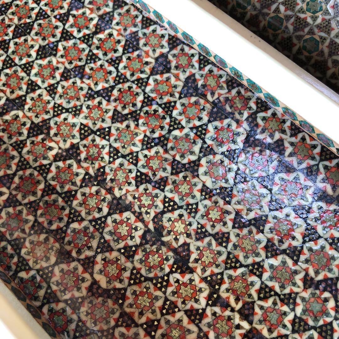 ③ ペルシャ 伝統工芸 ハータム カーリー 寄木細工 象嵌 ボックス 小物入れ