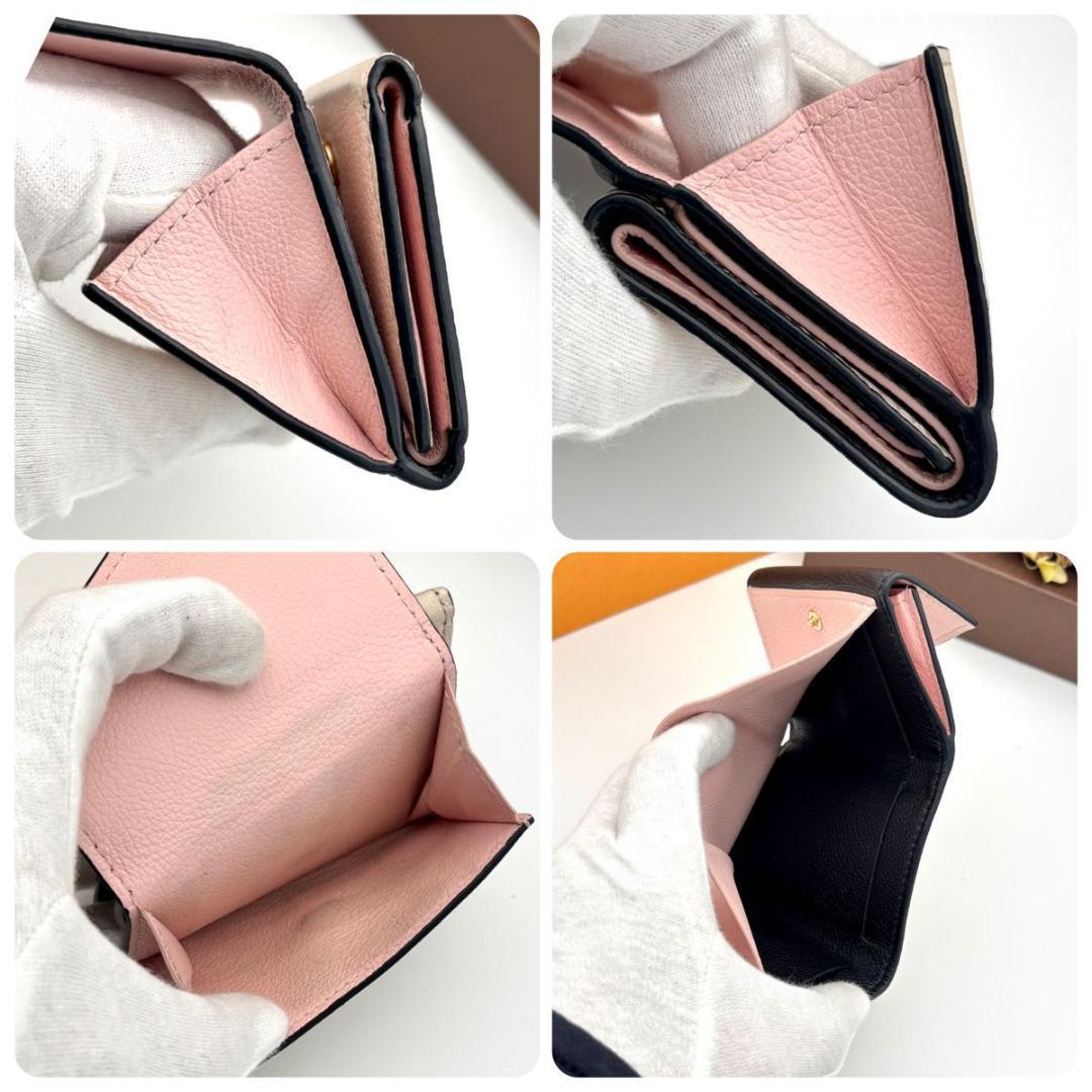 ルイヴィトン ポルトフォイユ ロックミニ コンパクト 財布 黒 ピンク 三つ折り