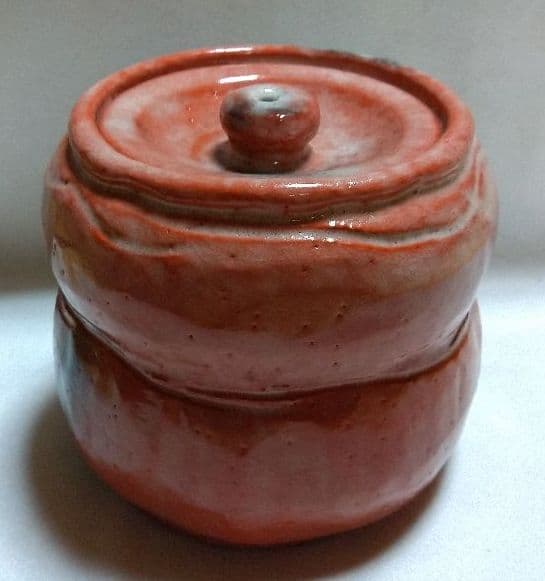 茶道具 赤楽水指 瓢型 吉村楽入