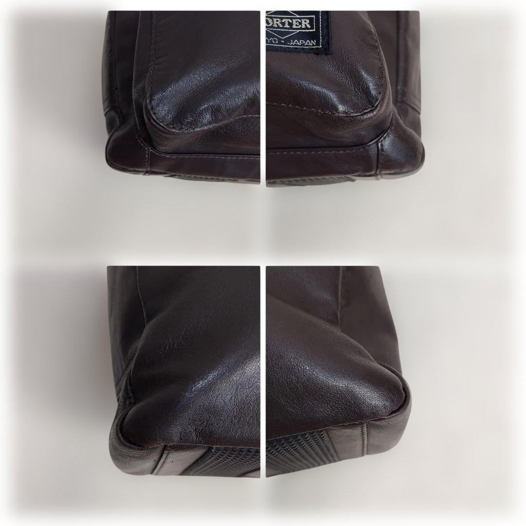 極美品✨PORTER / タウゼン オールレザー ブリーフケース ブラウン