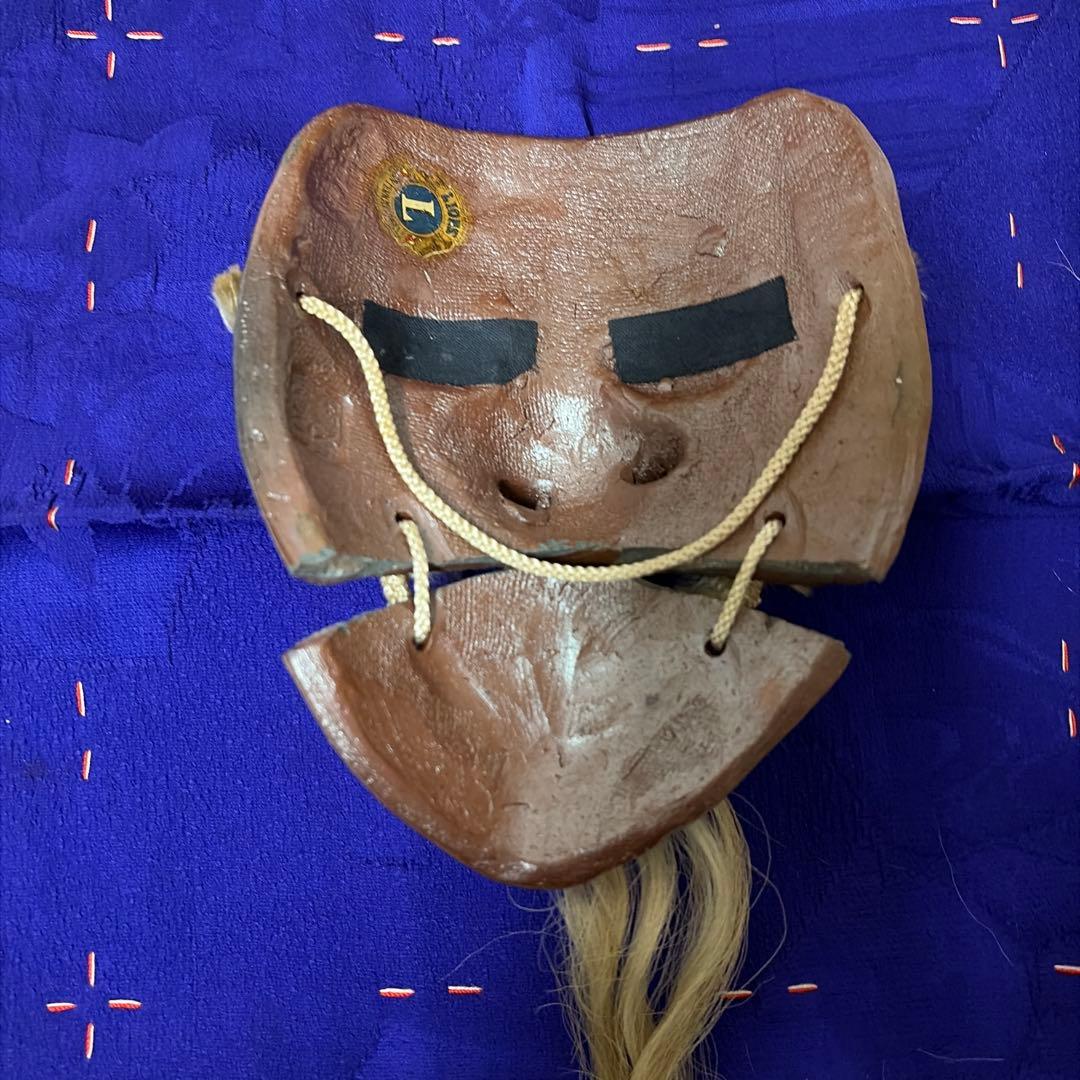 丹波焼　能面　能面彫刻師　冨士原誠一作　 長寿の鬼　古丹波焼　陶器　木箱