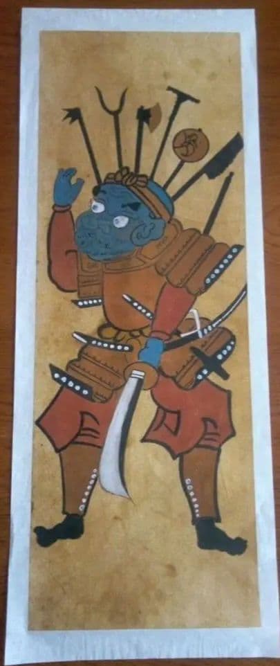 模写大津絵、長刀弁慶、額付き