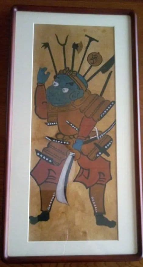 模写大津絵、長刀弁慶、額付き