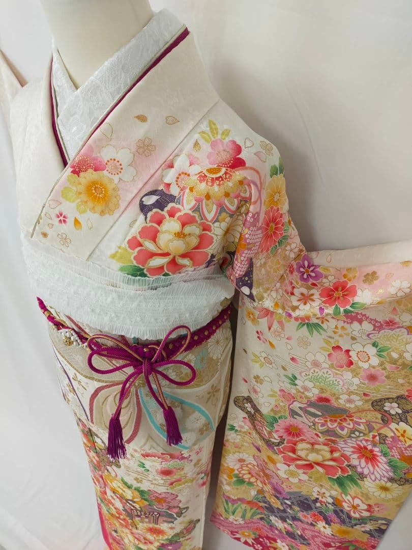 売約済み【WA-Modern】★★正絹　振袖7点フルセット+お直し★★