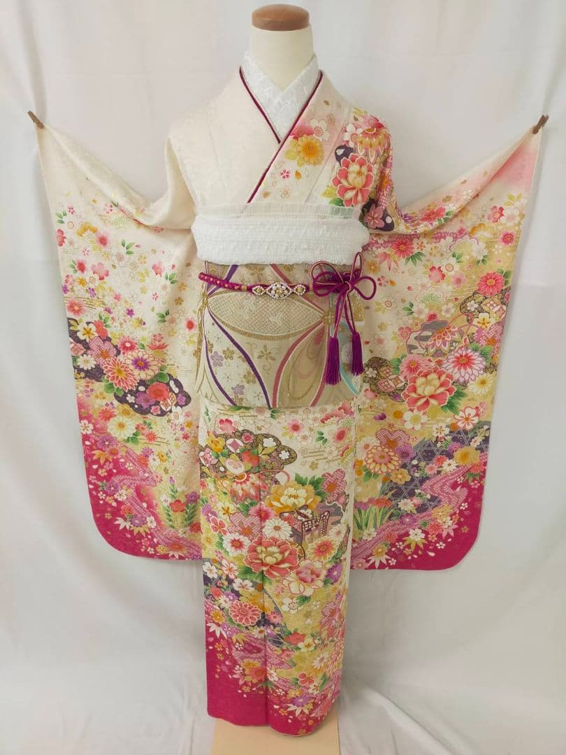 売約済み【WA-Modern】★★正絹　振袖7点フルセット+お直し★★