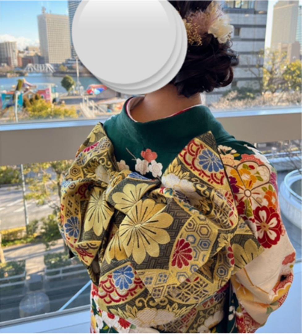 【京都きもの友禅】振袖 緑 成人式 フルセット 正絹