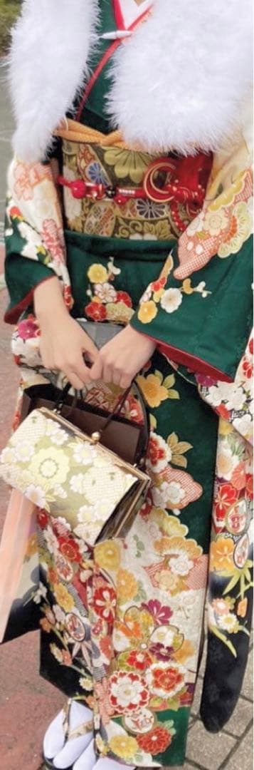 【京都きもの友禅】振袖 緑 成人式 フルセット 正絹