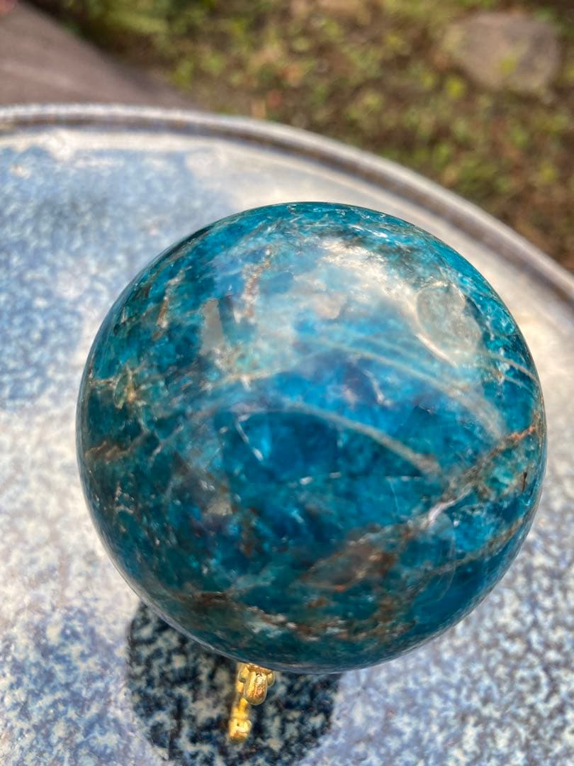 アポフィライト 青色 球体 置物