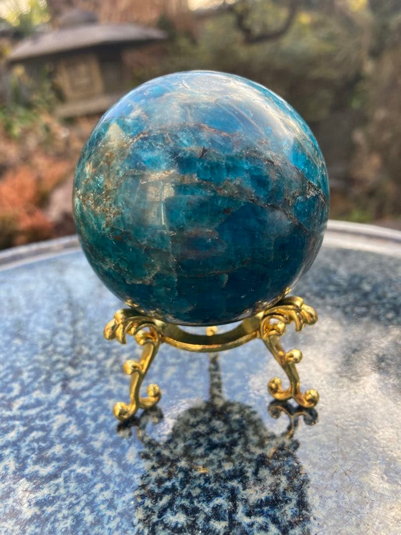アポフィライト 青色 球体 置物