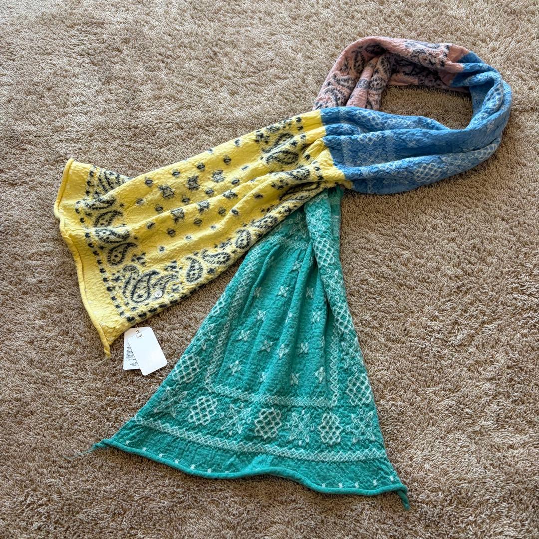 KAPITAL キャピタル 縮絨ウールパステルバンダナクロスHAPPYマフラー