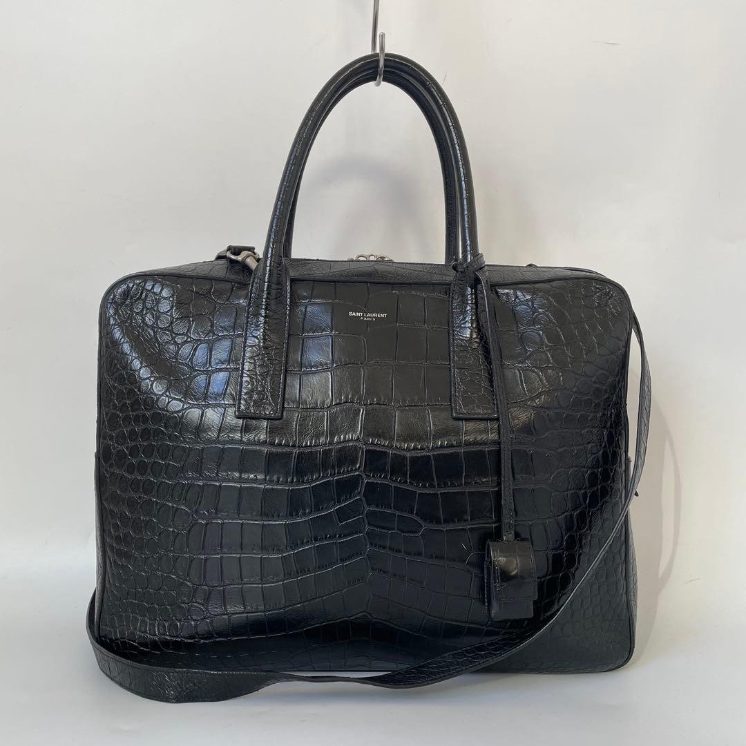 【極美品】サンローラン ビジネスバッグ 2way ミュージアム クロコ 黒 本革