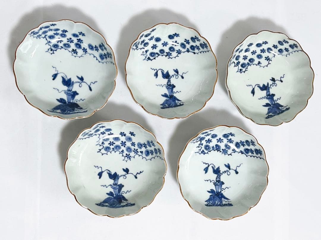 古伊万里　染付　なます皿　5客　骨董