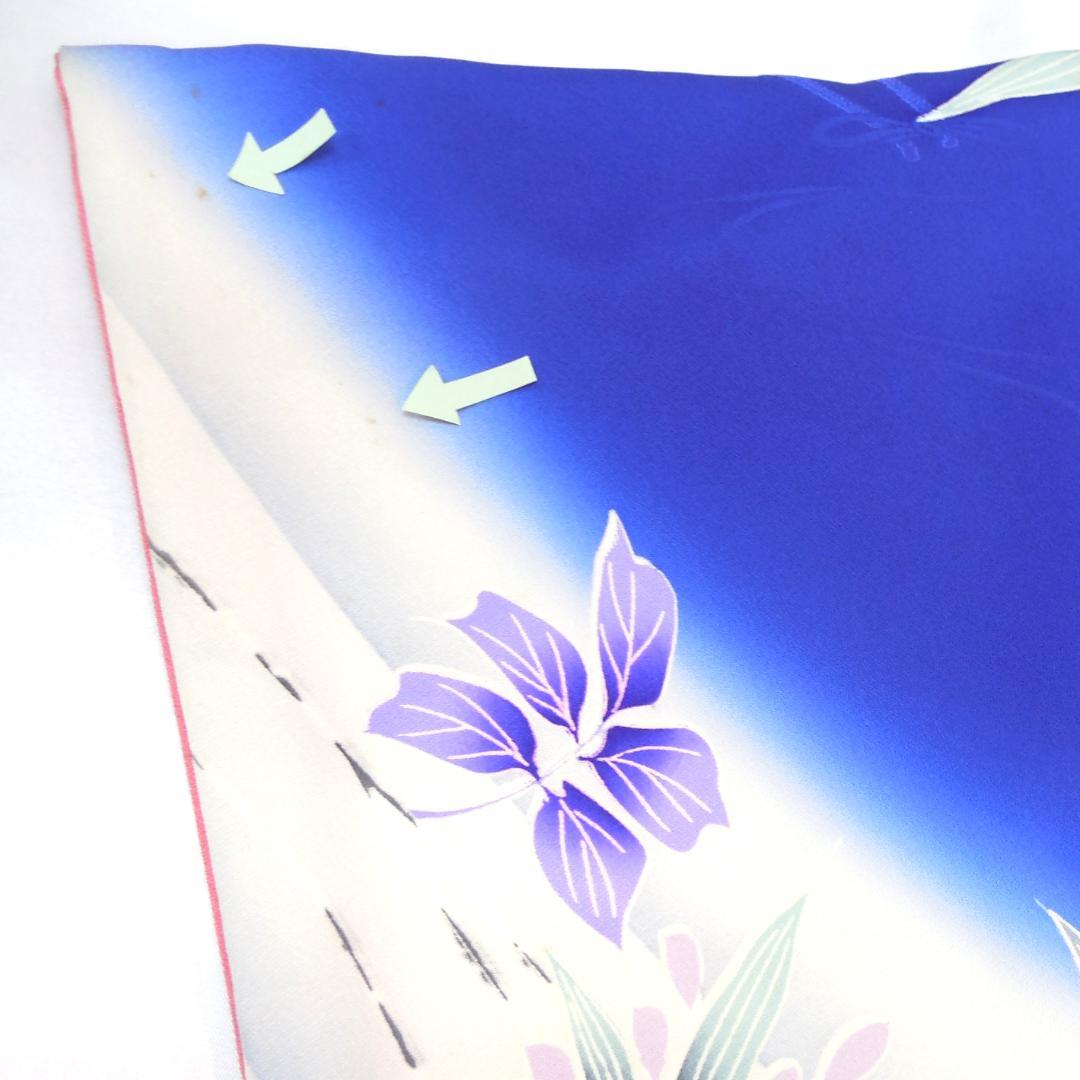 美品★振袖フルセット　振袖　正絹　成人式　Mサイズ　ブルー　青　花柄　バラ