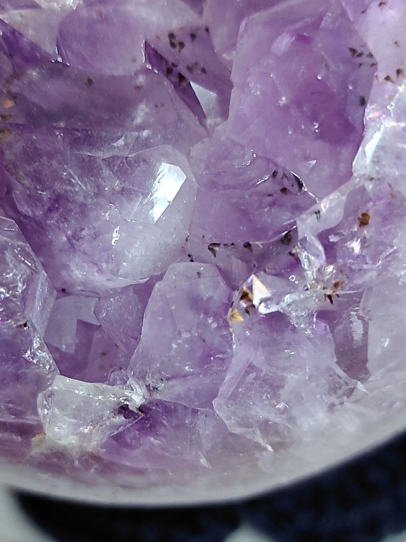 レア アメジスト笑口 金針ルチル入り 直径10.5cmブラジル産アメシスト丸玉