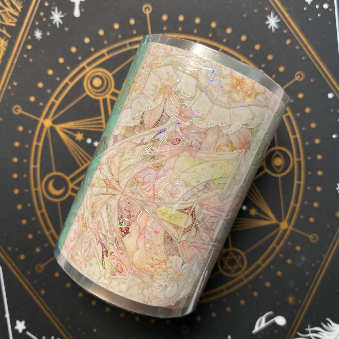 【Y】海外　10m巻　貝殻光マスキングテープ　装飾系/背景系/お花系