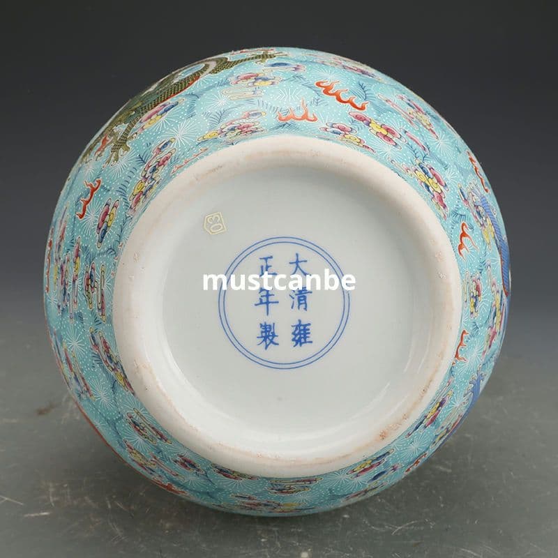 清雍正琺瑯彩竜紋帯夜光賞瓶 景徳鎮 陶磁器 装飾品 現代工芸品美術品 置物