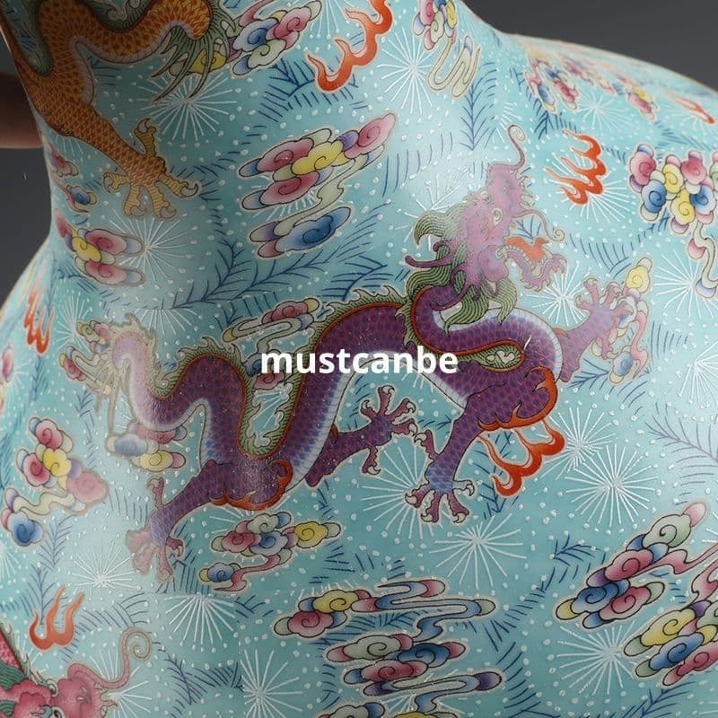 清雍正琺瑯彩竜紋帯夜光賞瓶 景徳鎮 陶磁器 装飾品 現代工芸品美術品 置物