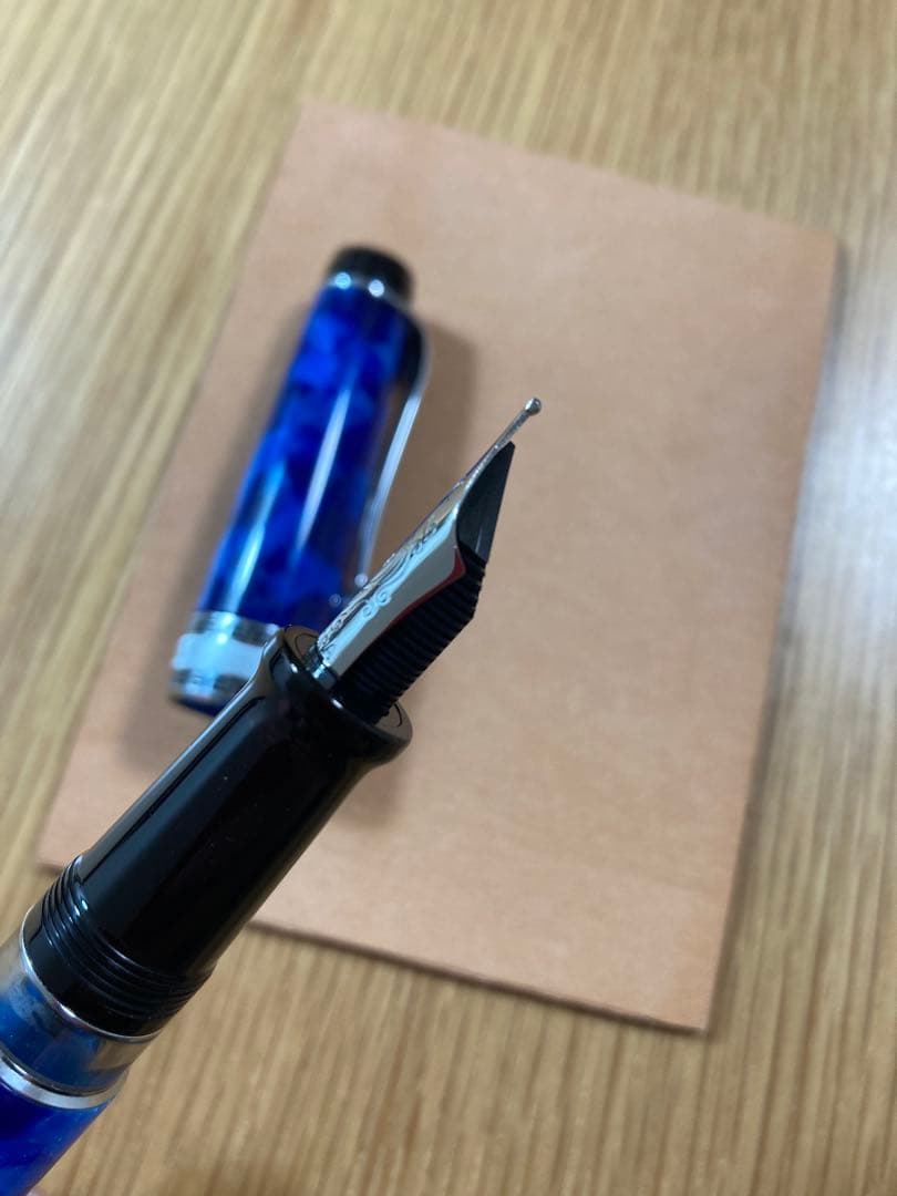 アウロラ 万年筆 青 14K金 Mニブ