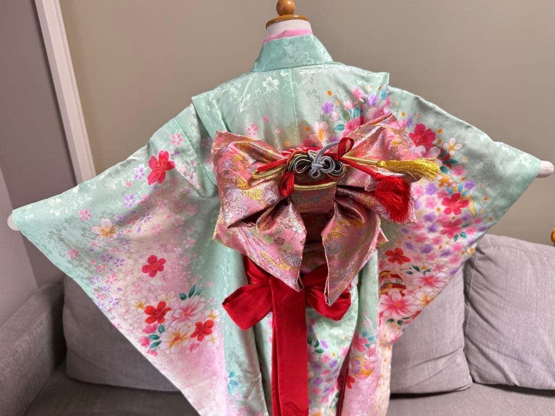 7歳七五三　セット　グリーン系着物