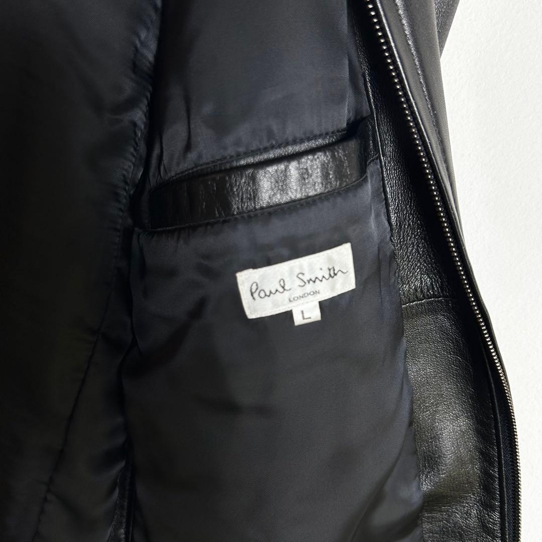 ポールスミス　ロンドン　ラムレザー　シングルライダース　ジャケット　ブラック