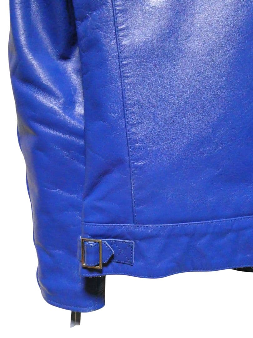 ヴィンテージ！レアカラーロイヤルブルー！襟付きシングルライダースドミネーター