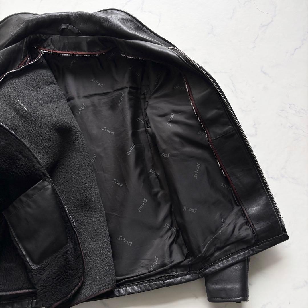 ショット 642 ライダースジャケット ライナー付 USA製 ブラック 34