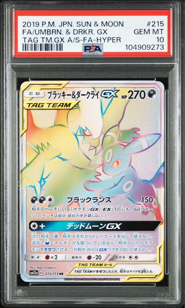 PSA10 ブラッキー＆ダークライGX 215/173 HR