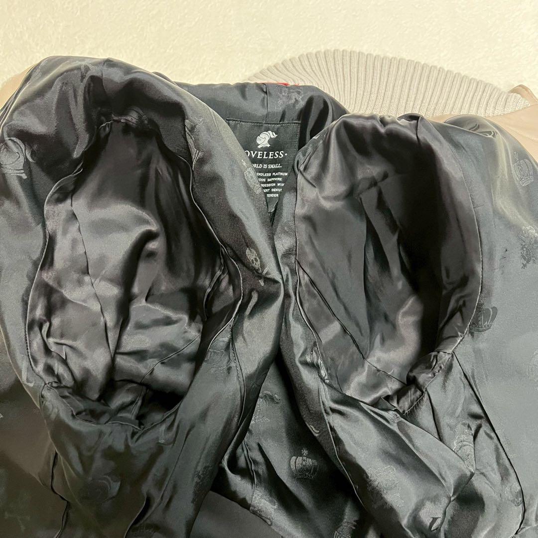 美品 XLサイズ LOVELESS ライダースジャケット ラムレザー 裏地柄