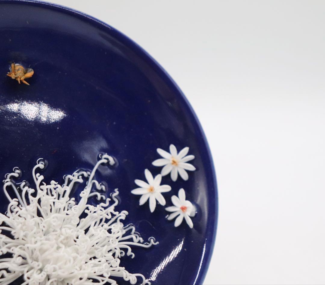 中国　景徳鎮彫塑磁廠　花蜂皿　送料込み260304