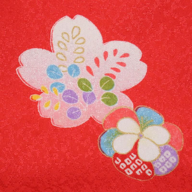 あっちゃん　七五三6点セット　被布　着物　襦袢　草履　巾着　赤 9RR21