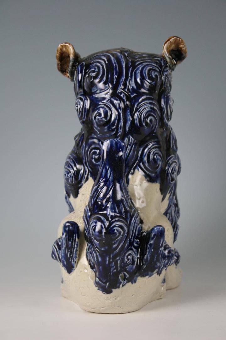 金城敏徳 作　呉須立シーサー（特大）1対