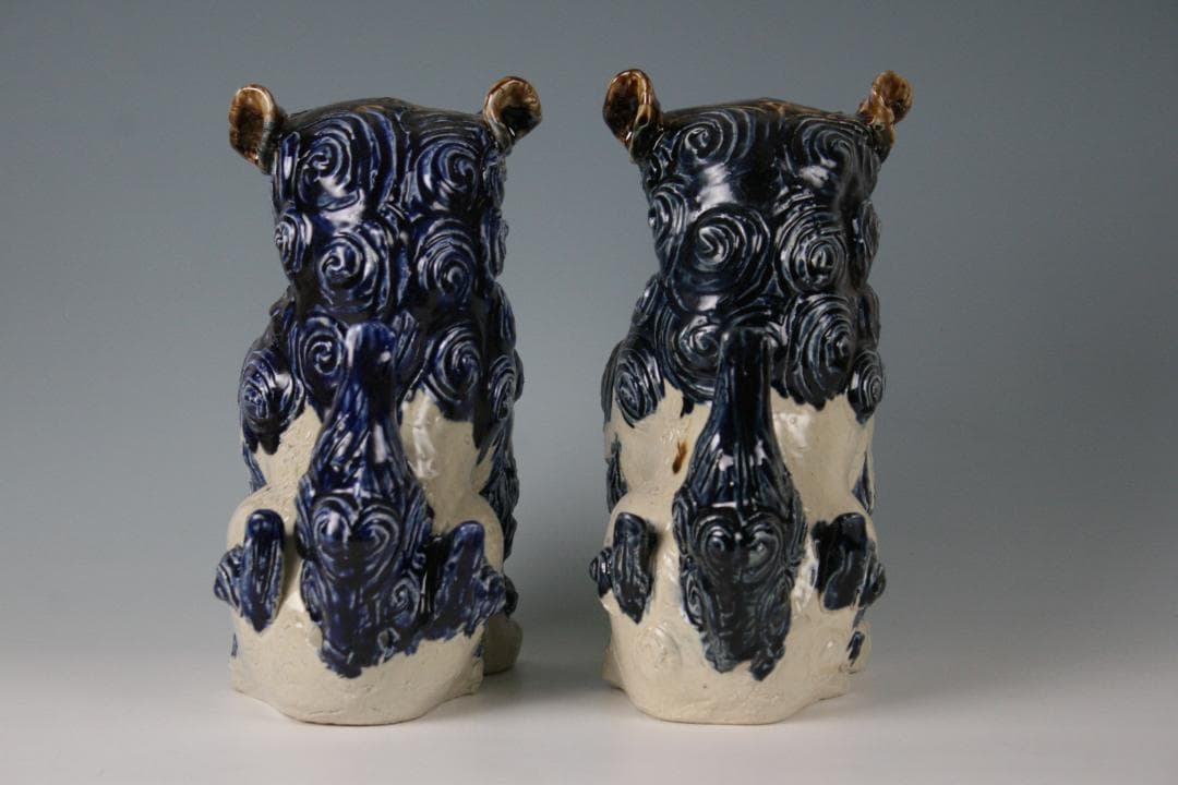 金城敏徳 作　呉須立シーサー（特大）1対