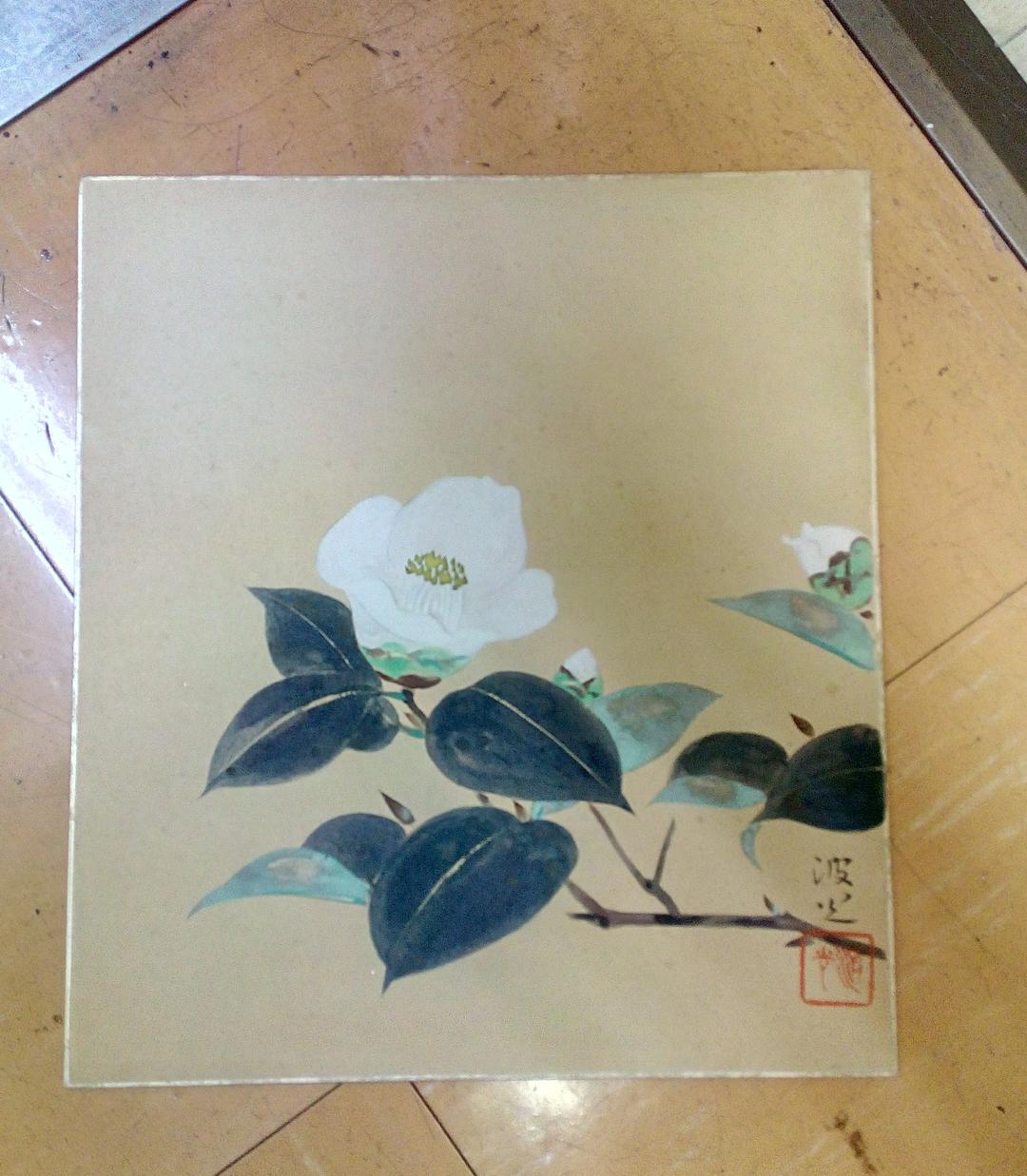 色紙絵５枚セット　骨董　美術品　絵　日本画　筆画　色紙絵　日本美術　絵画