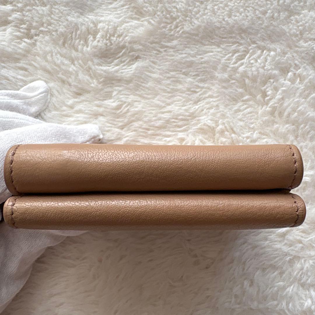 美品 バレンシアガ ペーパー ミニウォレット 三つ折り財布 ベージュ