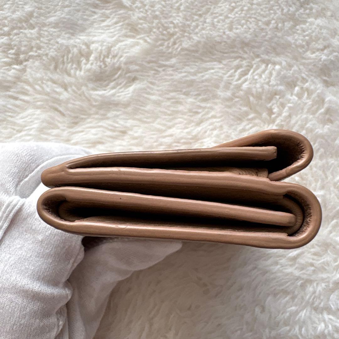 美品 バレンシアガ ペーパー ミニウォレット 三つ折り財布 ベージュ