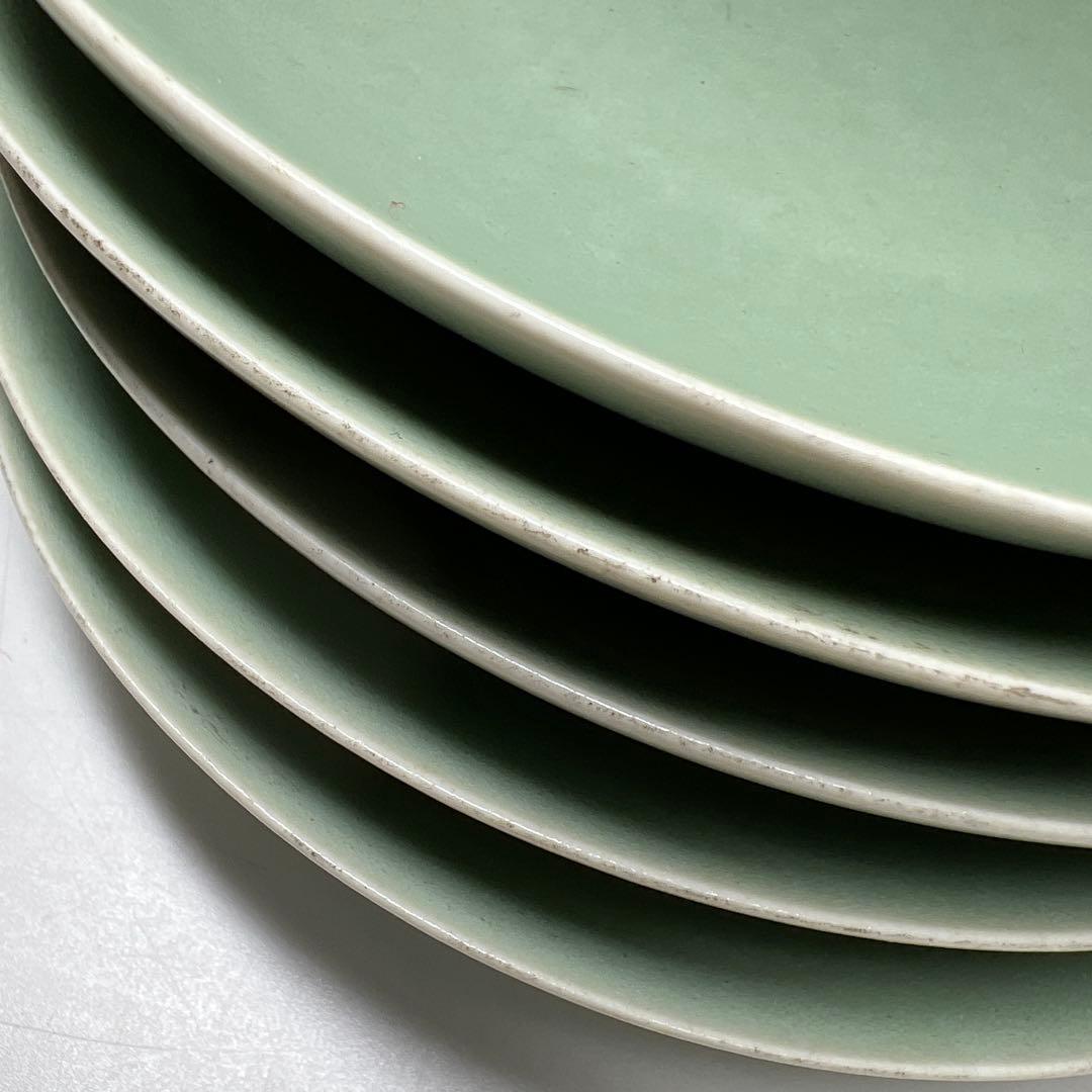 中国美術　大清乾隆年製　青磁中皿5枚　木箱付　約16.7㎝東Y8-0113☆2F