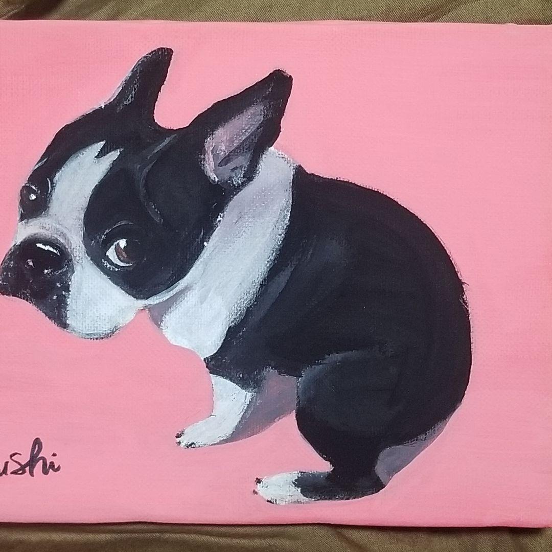 フレンチブルドッグ　アクリル画　原画　絵画　F0号