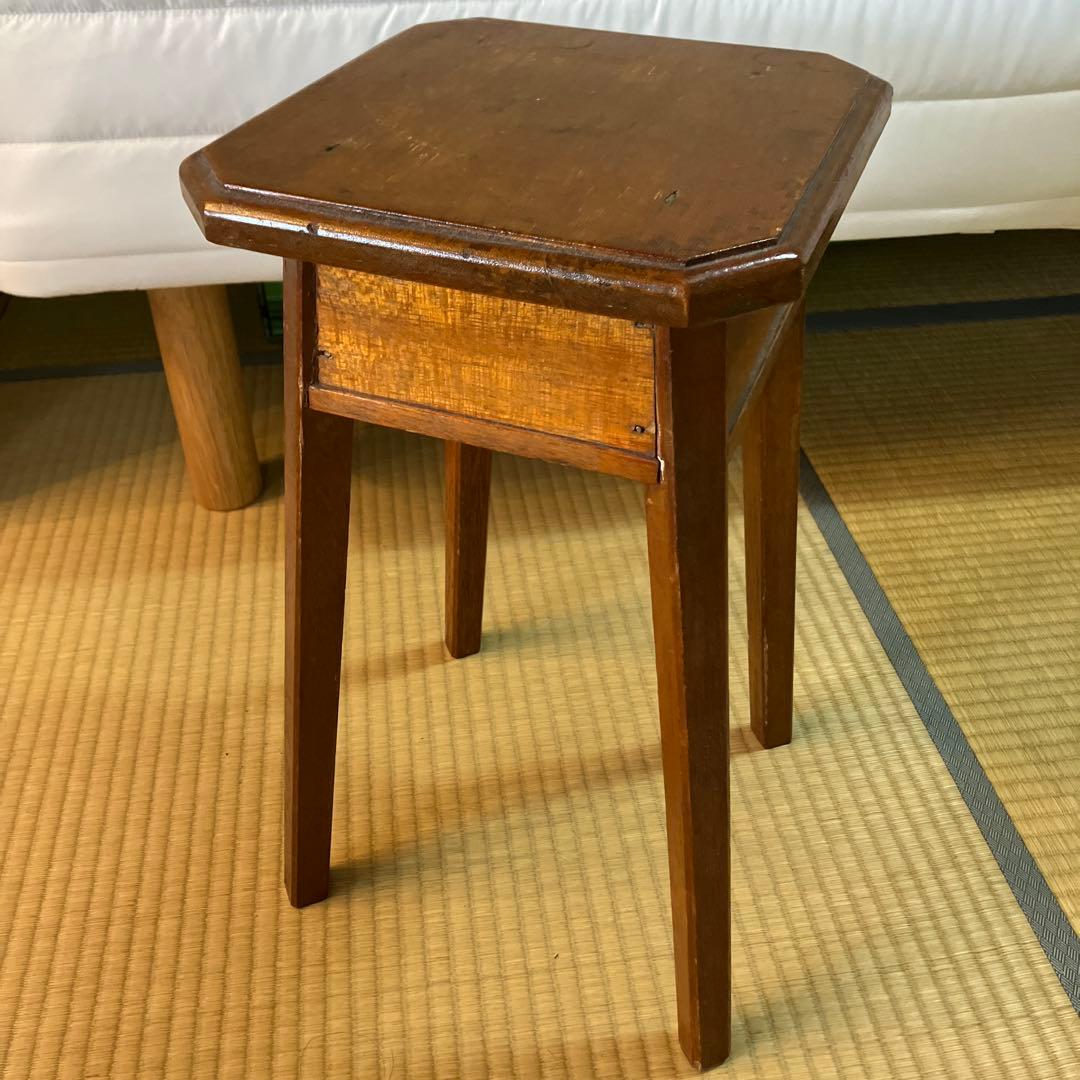 アンティーク木製 スツール 丸椅子 花台 昭和レトロ 古道具 古家具　角椅子