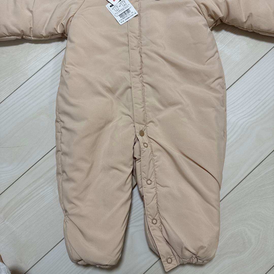 新品未使用　ミキハウス　ベージュ 耳付きフード　ジャンプスーツ　サイズ60-80