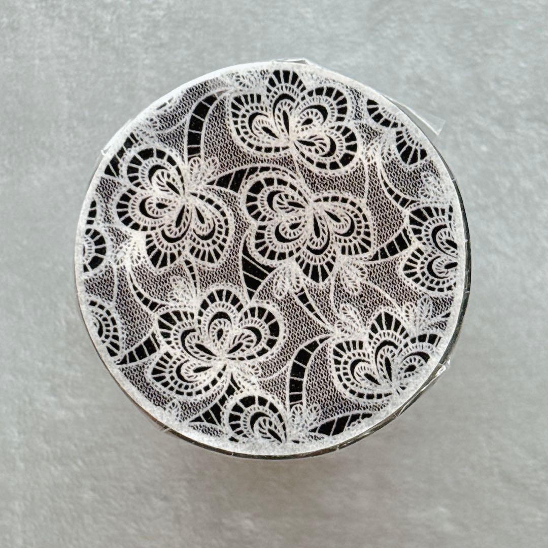 霖蓝汐原创手账《黑白蕾丝背景》海外マスキングテープ　マステ 【2648】