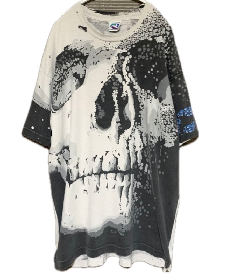 鮨*m様 USA製©︎1992 Liquid Blue スカル総柄Tシャツ XL