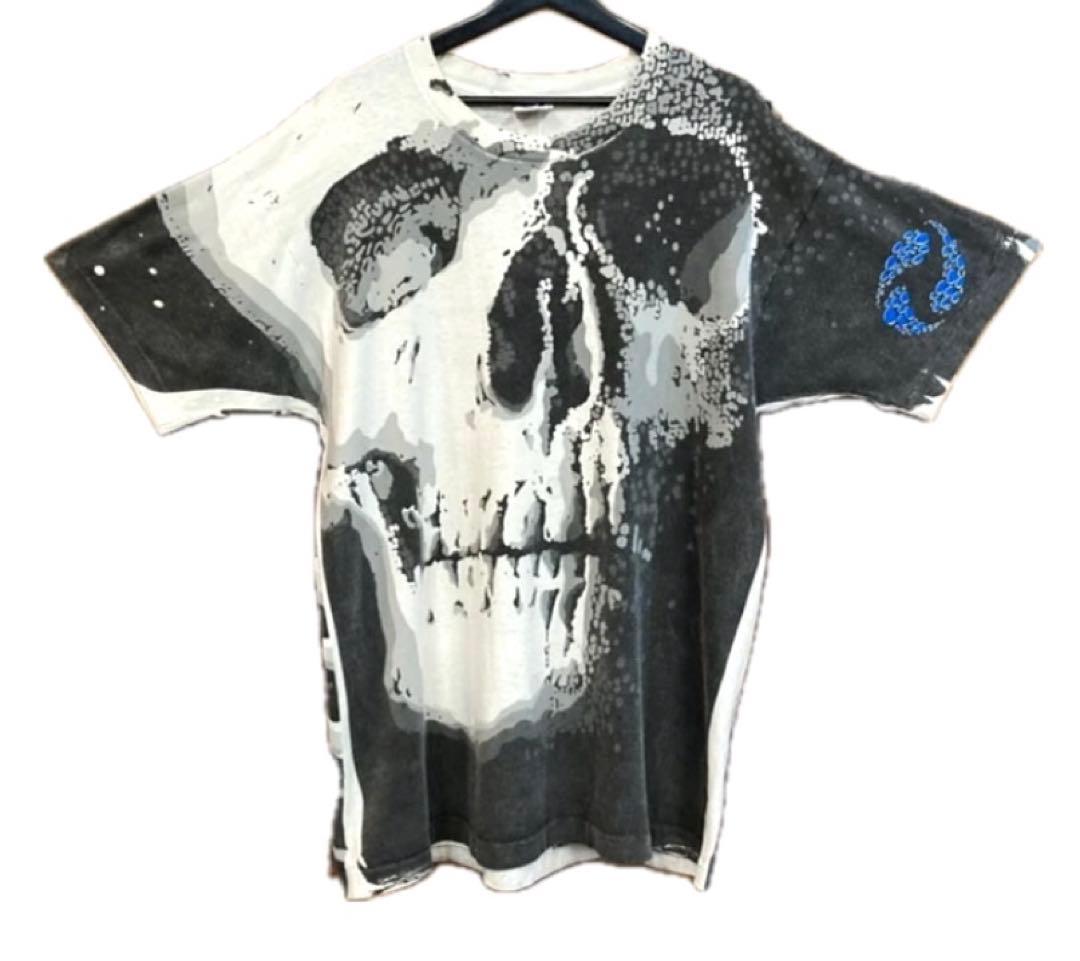 鮨*m様 USA製©︎1992 Liquid Blue スカル総柄Tシャツ XL