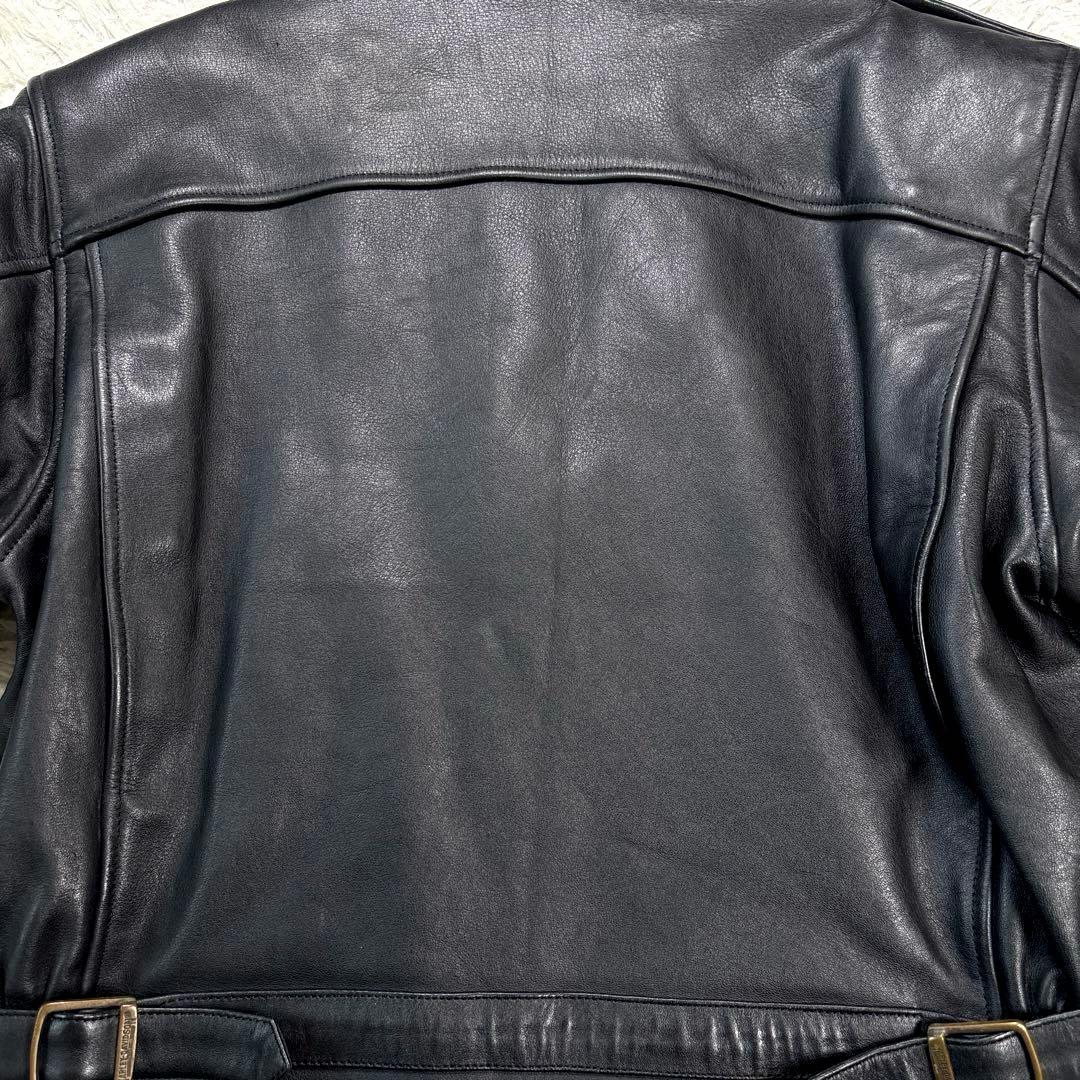 ハーレーダビットソン　レザージャケット　シングル　ライダース　ワッペン　刺繍　黒